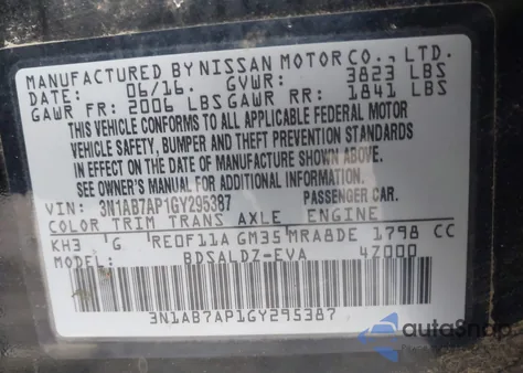 2016 Nissan Sentra Sv из США, поврежденный, VIN 3N1AB7AP1GY295387